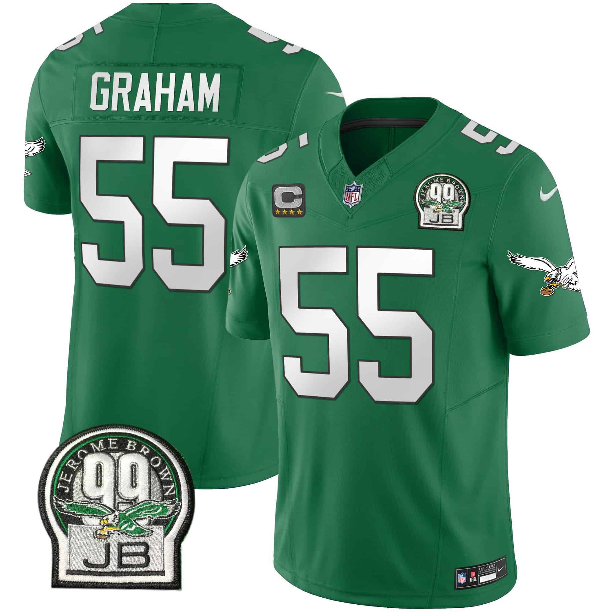 Men Philadelphia Eagles #55 Graham Green 2024 Nike Jerome Brown Patch Alternate Limited NFL Jersey style 1
